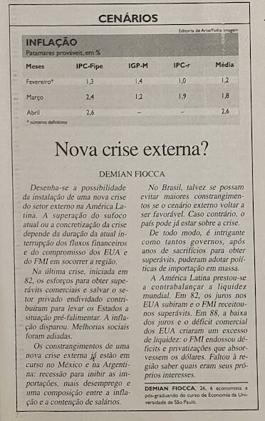 Coluna Demian Fiocca Folha de São Paulo